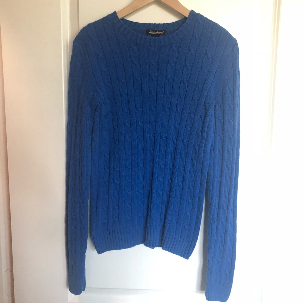 Blue cable knit sweater